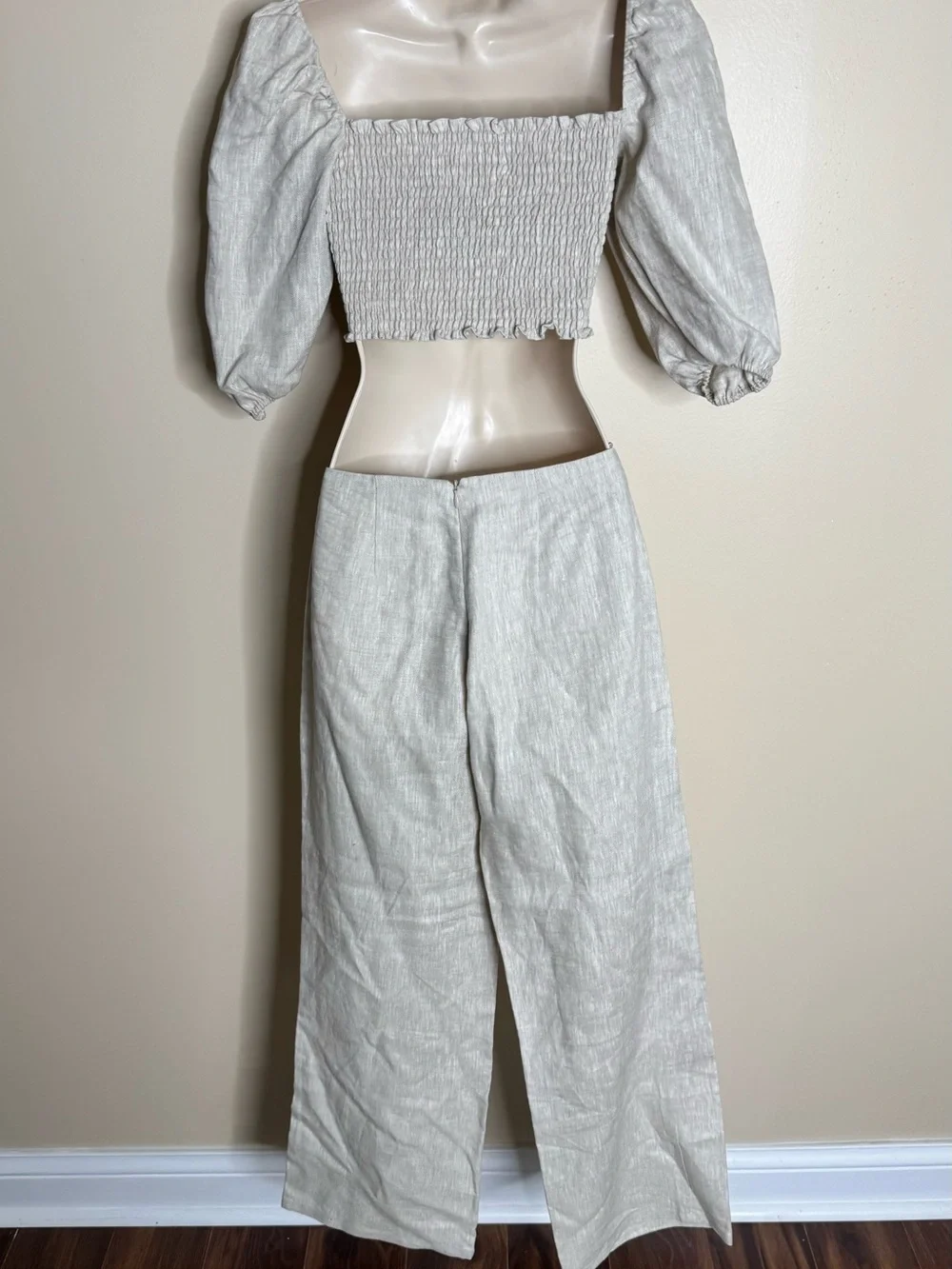 Reformation Scarlett Linen Two Piece Set in Oatmeal womens size 0 New